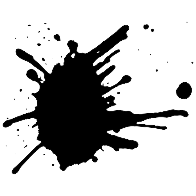 Gotas de tinta negra vectorial y salpicaduras de pintura Elementos de diseño dibujados a mano aislados sobre fondo blanco