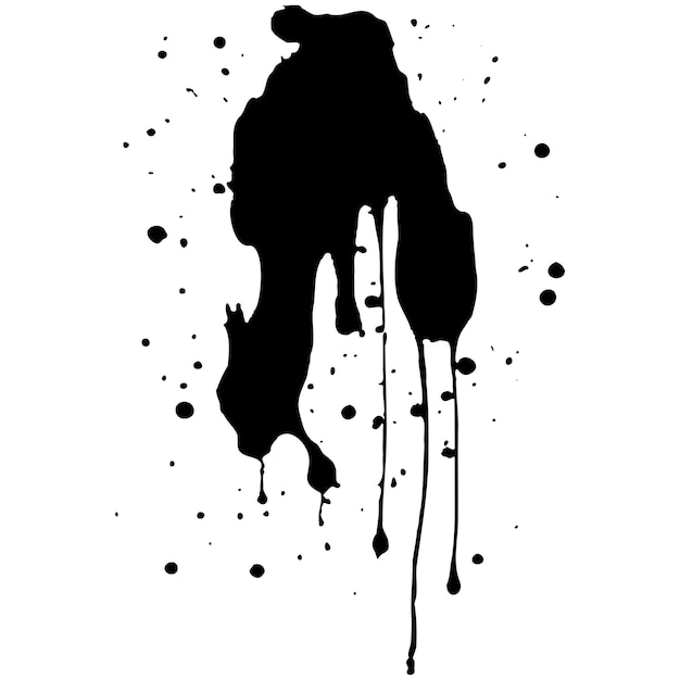 Gotas de tinta negra vectorial y salpicaduras de pintura Elementos de diseño dibujados a mano aislados sobre fondo blanco