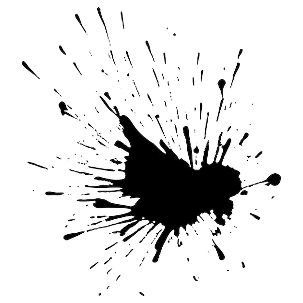 Gotas de tinta negra vectorial y salpicaduras de pintura Elementos de diseño dibujados a mano aislados sobre fondo blanco