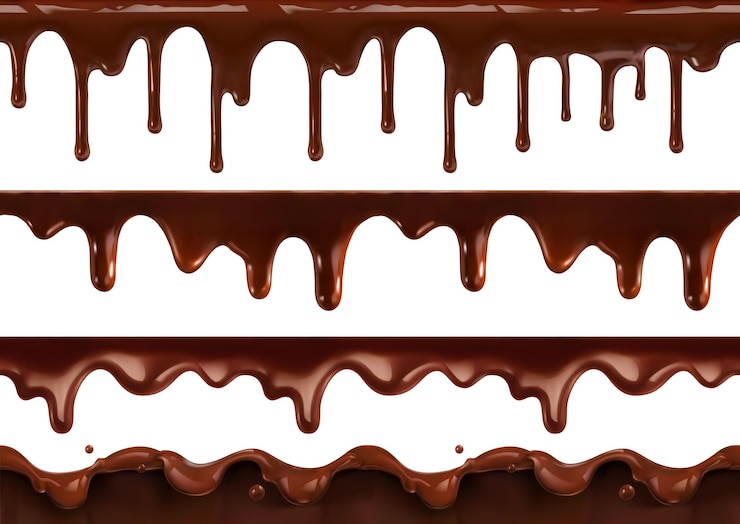 Vector goteo de chocolate derretido. 3d vector realista de patrones sin fisuras
