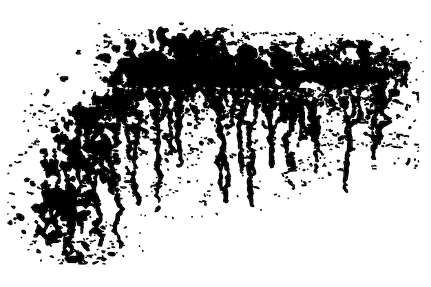 Vector goteo de pintura negra aislado en fondo blanco silueta monocromática de salpicaduras en la pared