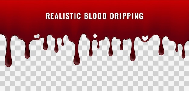 Goteo de sangre realista sobre fondo transparente