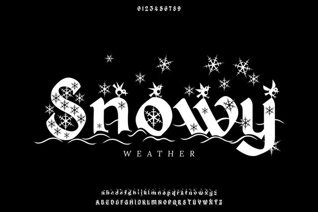 Gothic Snowy Creative Vector Blackletter Display Alfabeto Diseño de fuentes Ilustración vectorial