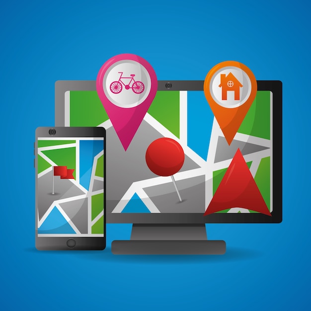 gps navigation application computer technology que muestra ubicaciones