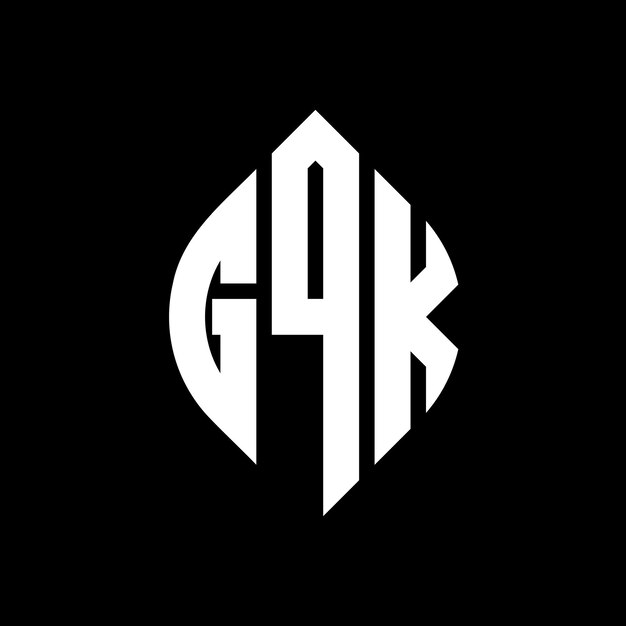GQK diseño de logotipo de letras circulares con forma de círculo y elipse GQK letras elípticas con estilo tipográfico Las tres iniciales forman un logotipo de círculo GQK emblema de círculo Monograma abstracto letra marca vector