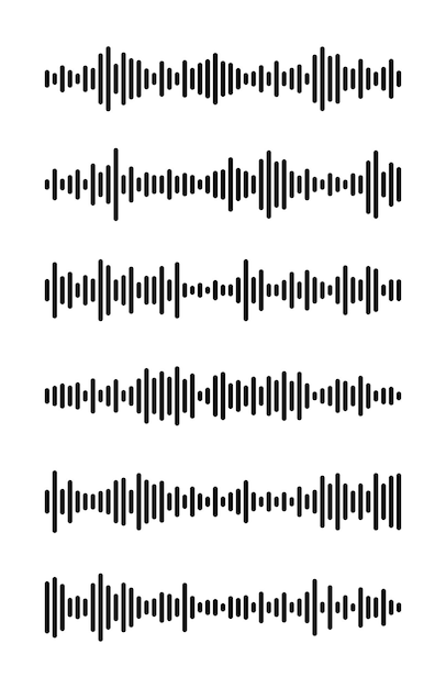 Grabación de líneas de reproductor audio social de voz equalizador de volumen con ruido estéreo mensaje de onda de sonido