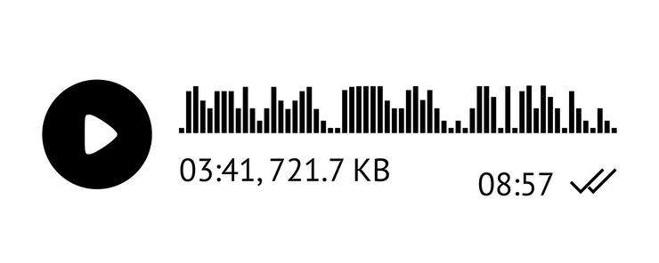 Vector grabación de plantilla de mensaje de audio elemento de interfaz de usuario de registro de audio para teléfonos inteligentes ilustración vectorial