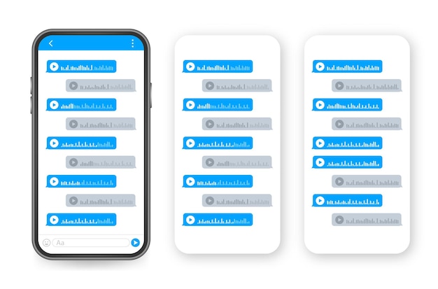 Grabación de voz Mensaje de audio bocadillo de diálogo Pantalla de chat de Messenger Ilustración de stock vectorial