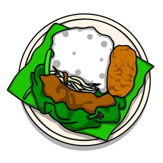 Grabado dibujado a mano de nasi pecel