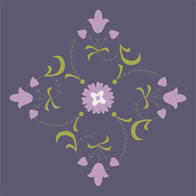 Vector grabado de flor de rombo vectorial