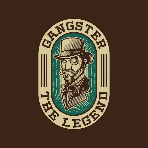 Grabado Gangster Vintage Logo, diseño de insignia