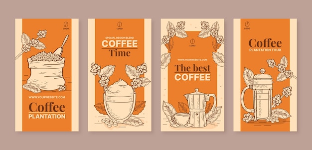 Grabado de historias de instagram de plantaciones de café.