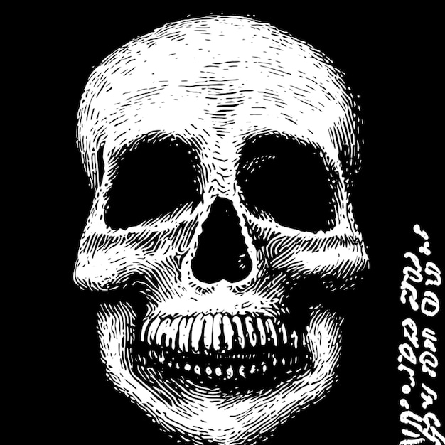 grabado de ilustración vectorial del cráneo