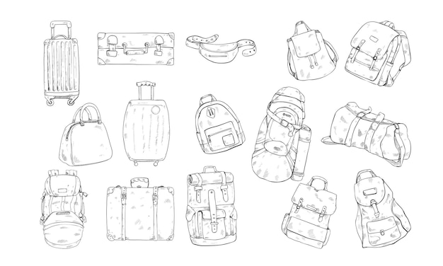 grabado de ilustraciones dibujadas a mano en bolsas de viaje