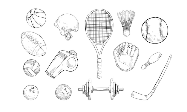 grabado de ilustraciones dibujadas a mano para deportes