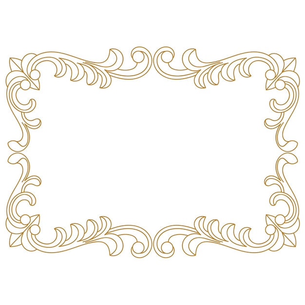 Grabado de marco de borde vintage dorado con patrón de ornamento retro en decoración de estilo barroco antiguo