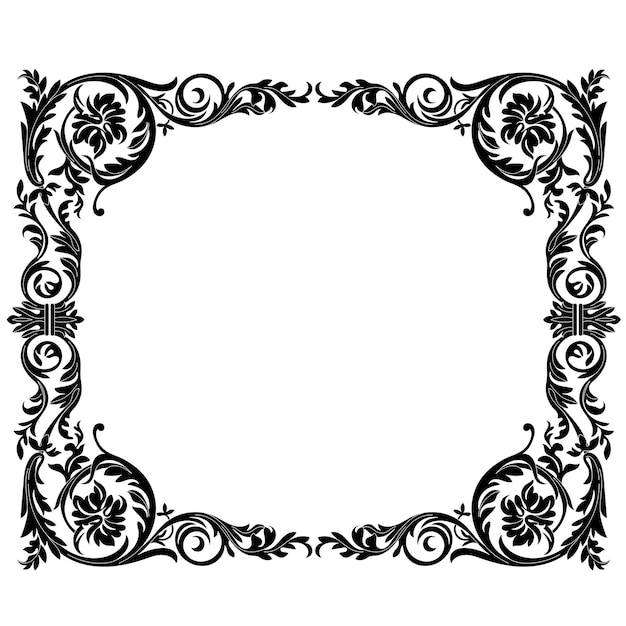 Grabado de marco de borde vintage con patrón de adorno retro en estilo barroco antiguo. vector.