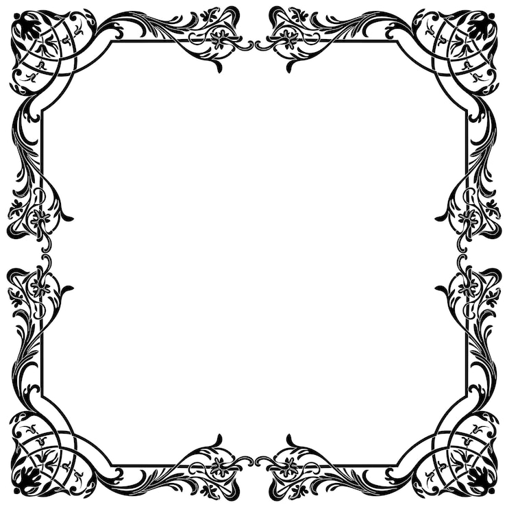 Vector grabado de marco de borde vintage con patrón de adorno retro en estilo barroco antiguo