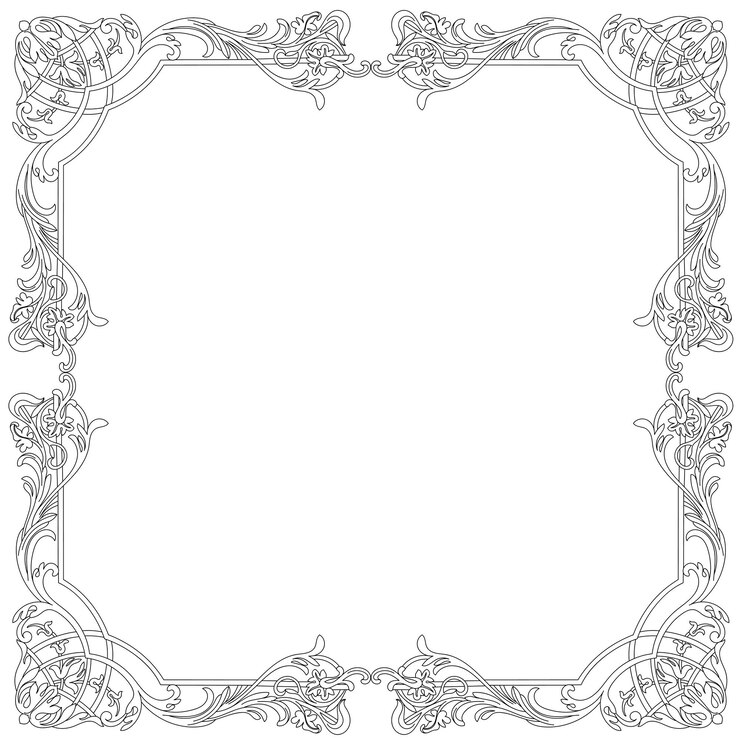 Vector grabado de marco de borde vintage con patrón de adorno retro en estilo barroco antiguo