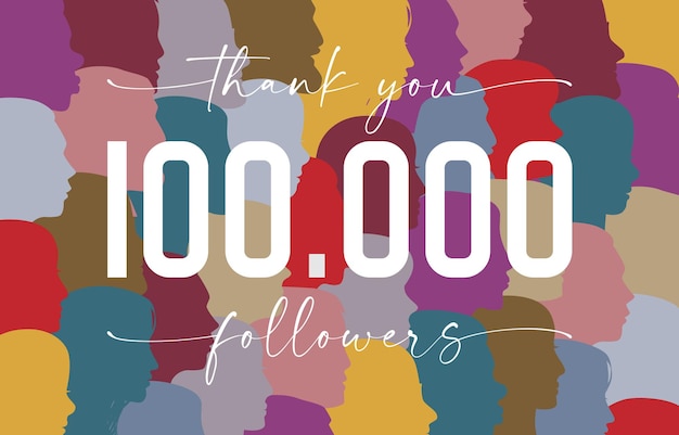 Vector gracias 100 000 seguidores en las redes sociales