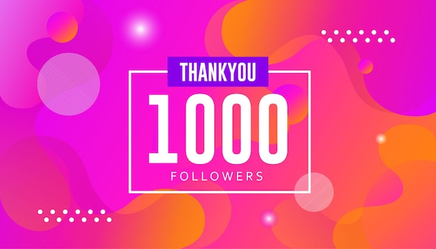 Gracias 1000 seguidores vector tarjeta social de saludo gracias seguidores