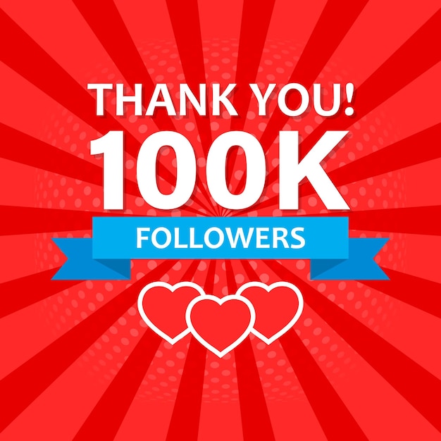 Vector gracias 100000 seguidores icono en estilo plano cantidad de suscripción ilustración vectorial en fondo aislado 100k seguidores signo concepto de negocio
