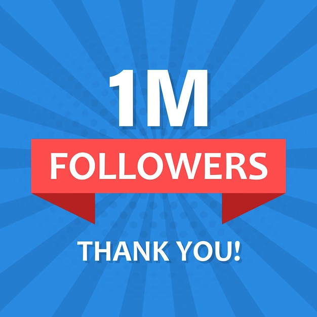 Gracias 1000000 seguidores icono en estilo plano cantidad de suscripción ilustración vectorial en fondo aislado 1m seguidor signo concepto de negocio