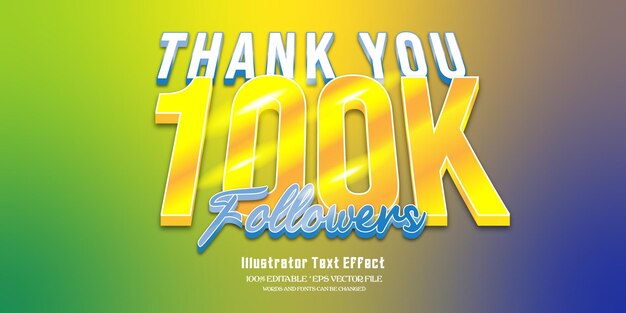 Gracias 100K Efecto de texto editable