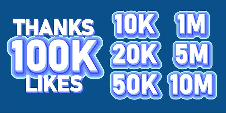 Vector gracias 100k gustos efecto de texto editable tipografía plantilla de redes sociales para la celebración