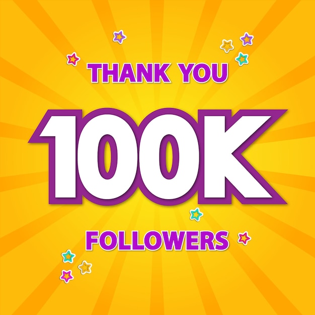 Gracias 100K seguidores gracias por dar a la comunidad de redes sociales cartel o gráficos de ilustración de banner.