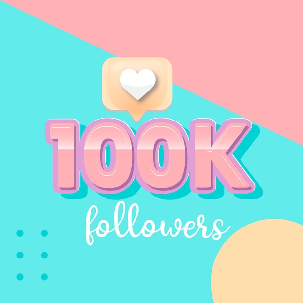 Gracias 100k seguidores sociales y plantilla de suscriptores vector