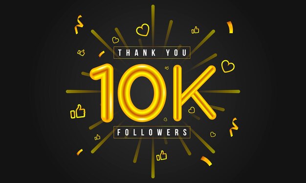 Gracias 10k seguidores Diseño. Celebrando 10000 o Diez mil seguidores. ilustración vectorial