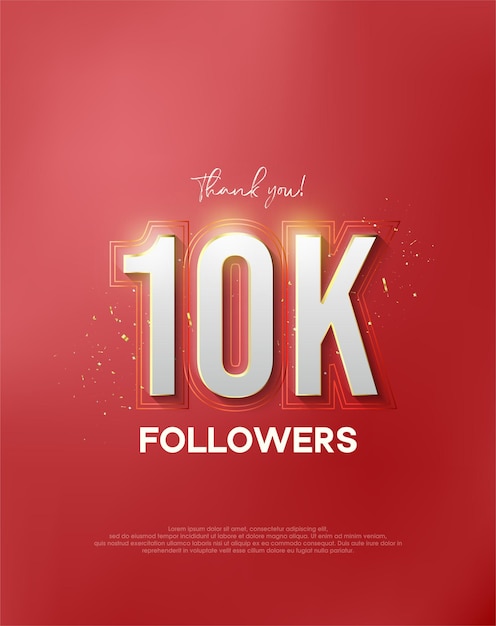 Gracias 10k seguidores con números blancos envueltos en oro brillante