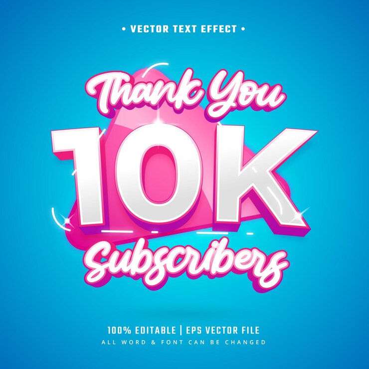 Vector gracias 10k suscriptores efecto de estilo de texto 3d. estilo de texto de illustrator editable.