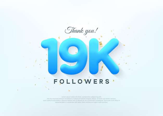 Gracias 19k seguidores con números de globos azules.
