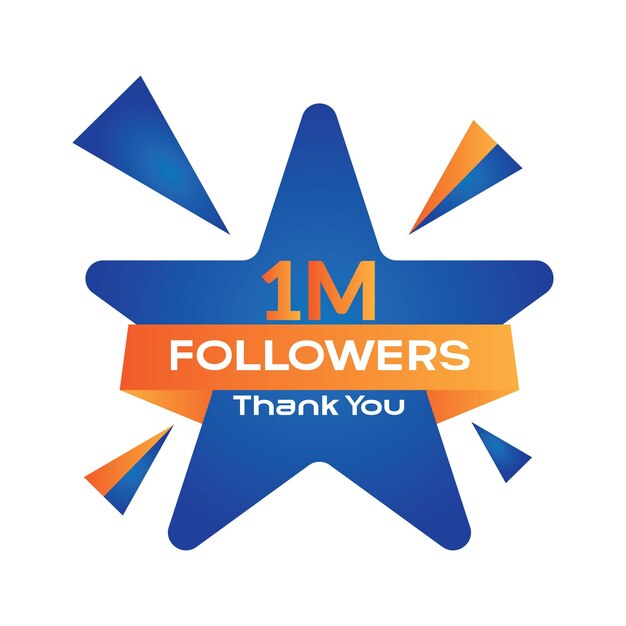 Gracias 1m seguidores Diseño de plantilla Gracias 1M seguidores celebración vector de diseño de plantilla