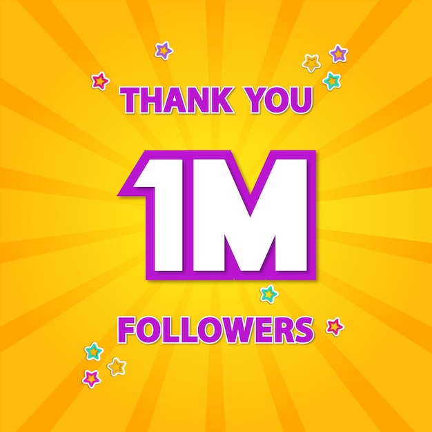 Gracias 1M seguidores gracias por dar a la comunidad de redes sociales cartel o gráficos de ilustración de banner.