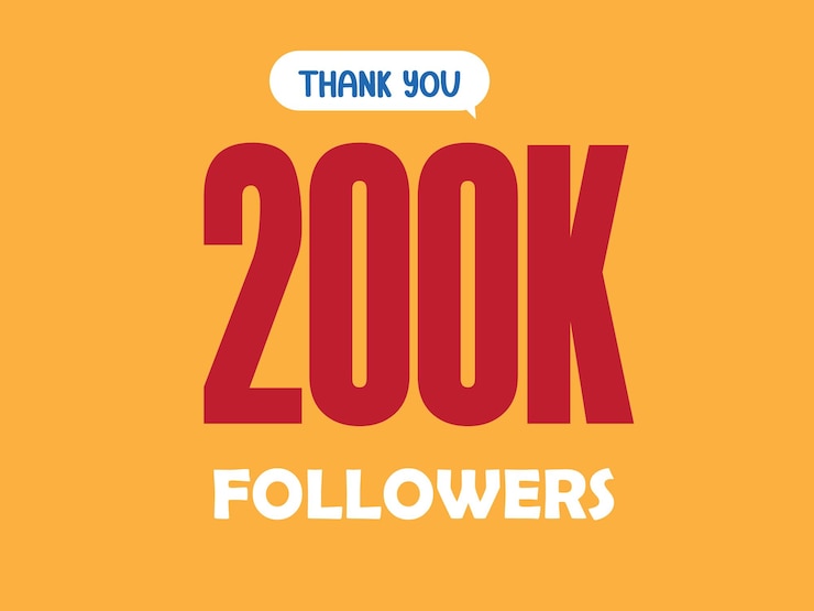 Vector gracias 200k plantilla de diseño de seguidores