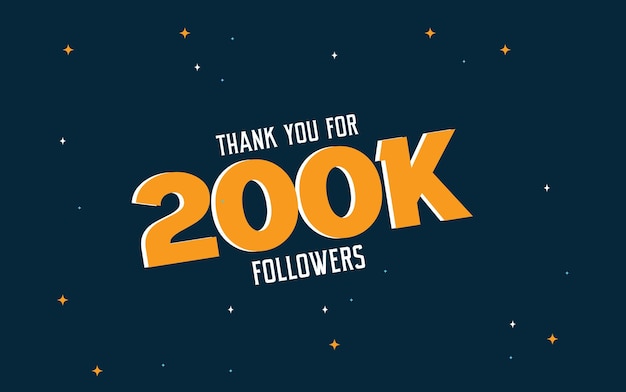 Vector gracias por 200k seguidores. plantillas de medios sociales.