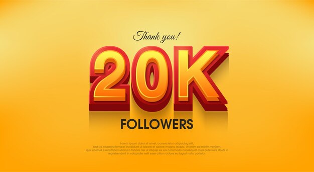 Gracias 20K seguidores fondo de vector de diseño 3d gracias