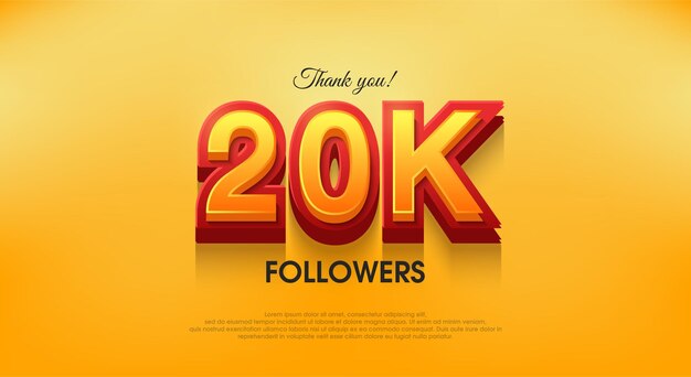 Gracias 20K seguidores fondo de vector de diseño 3d gracias