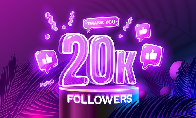Gracias 20k seguidores personas grupo social en línea banner feliz celebrar Vector