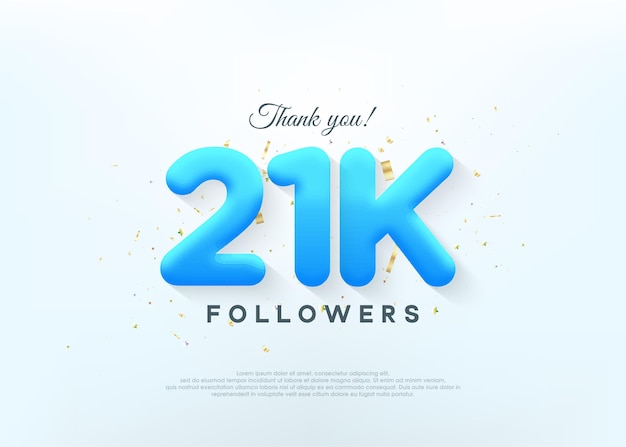 Vector gracias 21k seguidores con números de globos azules