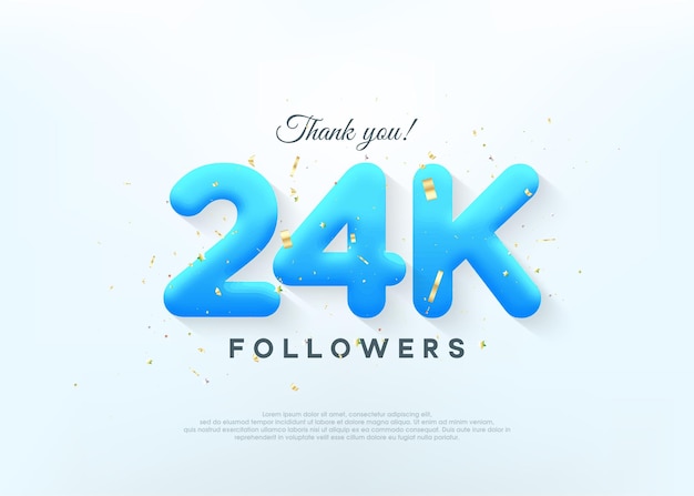 Gracias 24k seguidores con números de globos azules.