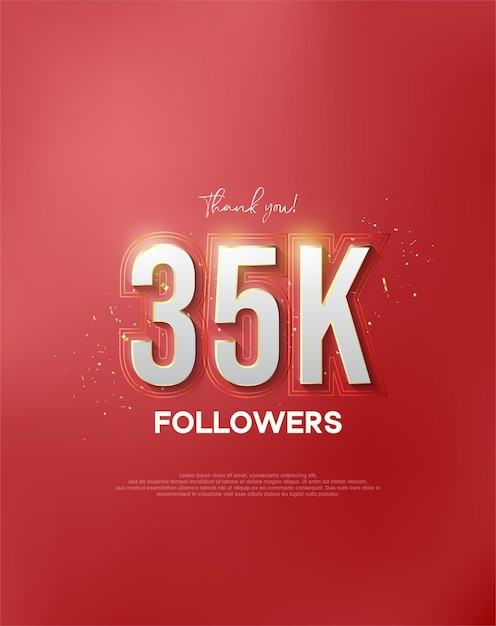 Gracias 35k seguidores con números blancos envueltos en oro brillante.