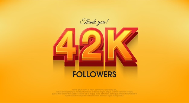 Gracias 42k seguidores Fondo de vector de diseño 3d gracias