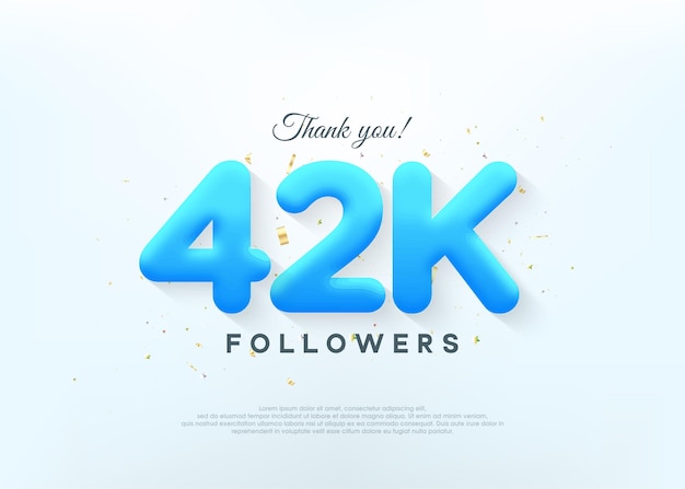 Gracias 42k seguidores con números de globos azules.