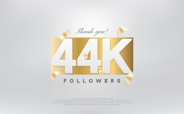 gracias 44k seguidores diseño simple con números en papel dorado