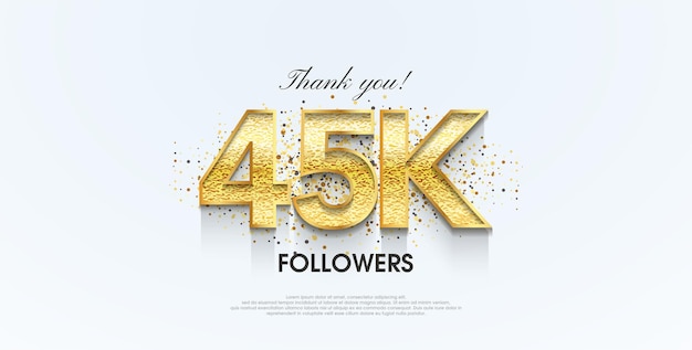 Gracias 45k seguidores celebración para la publicación de las redes sociales cartel banner