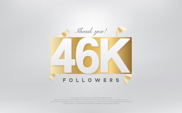 Gracias 46k seguidores diseño simple con números en papel dorado